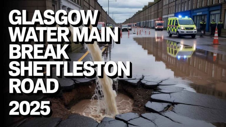 GLASGOW WATER MAIN BREAK SHETTLESTON ROAD 2025 GLASGOW WATER MAIN BREAK SHETTLESTON ROAD
